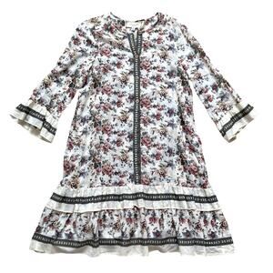 Max Studio Cotton Bell Sleeve Ruffle Hem Floral Dress Size Small Boho Vintage